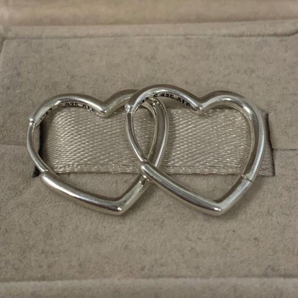 Pandora Asymmetrical Heart Hoop Earrings - Picture 4 of 5